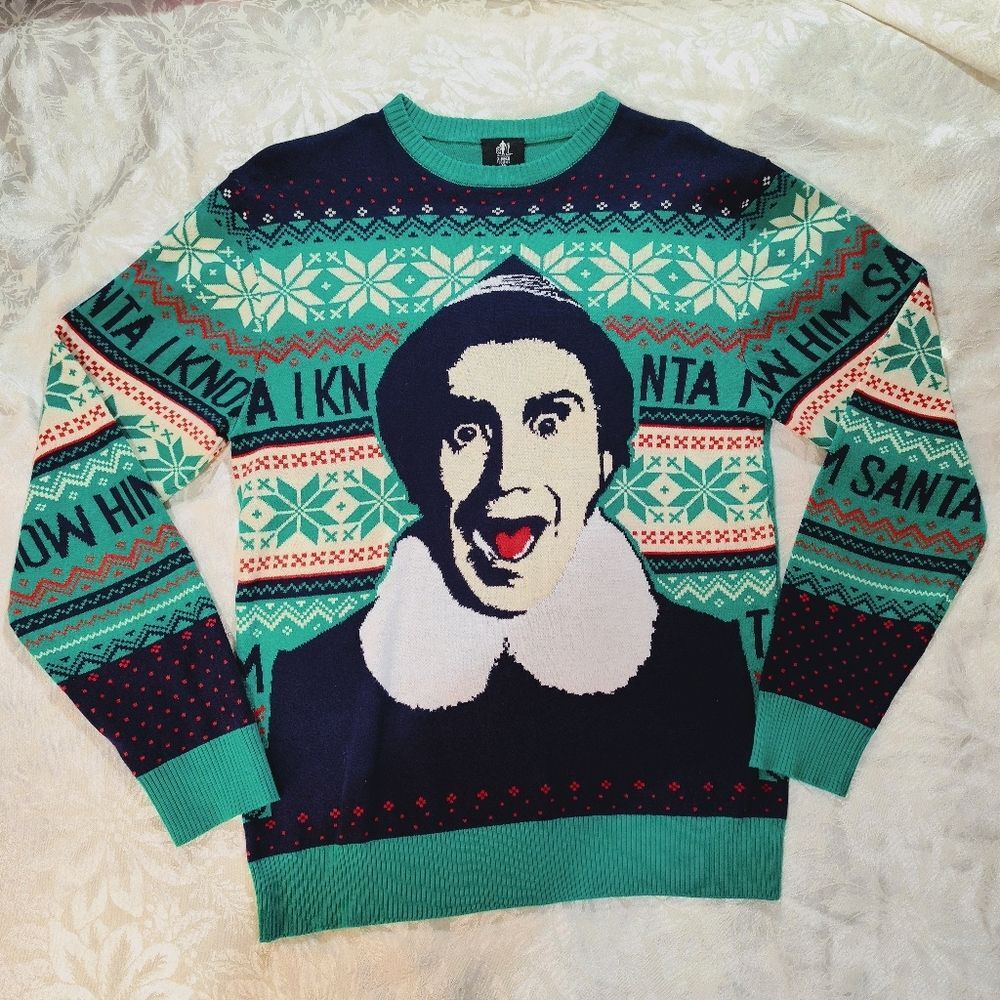 Elf The Movie OMG Santa I Know Him Christmas Sweater Unisex Medium Will Ferrell
